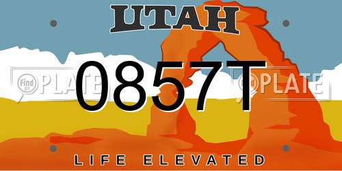 0857T Utah License Plate