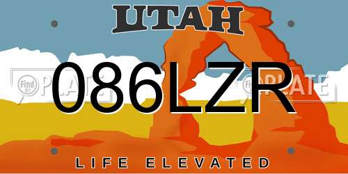 086LZR Utah License Plate