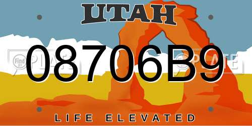 08706B9 Utah License Plate