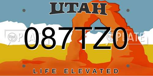 087TZ0 Utah License Plate
