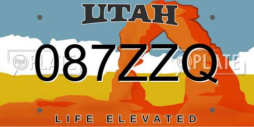 087ZZQ Utah License Plate