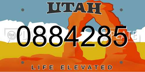 0884285 Utah License Plate