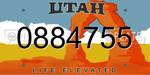 0884755 Utah License Plate