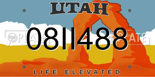 08II488 Utah License Plate