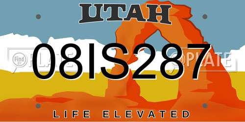 08IS287 Utah License Plate