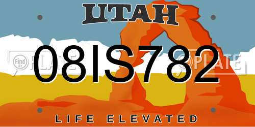 08IS782 Utah License Plate