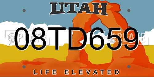 08TD659 Utah License Plate