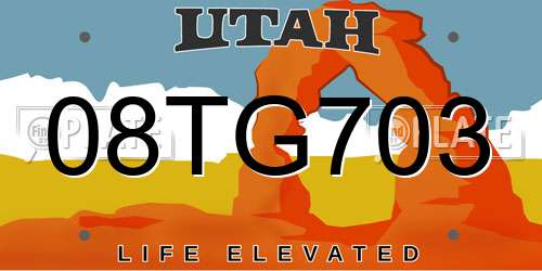 08TG703 Utah License Plate