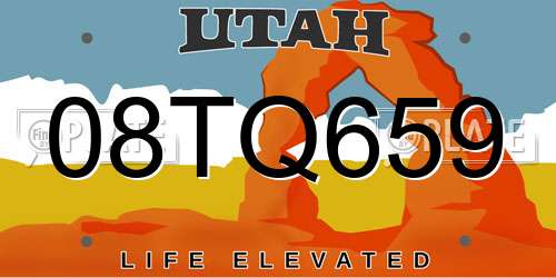 08TQ659 Utah License Plate