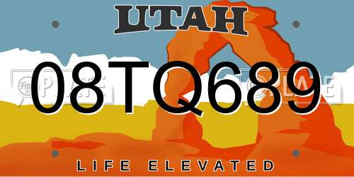 08TQ689 Utah License Plate