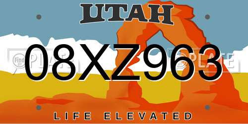 08XZ963 Utah License Plate