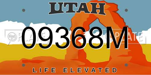 09368M Utah License Plate