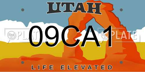 09CA1 Utah License Plate