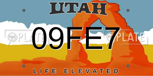 09FE7 Utah License Plate
