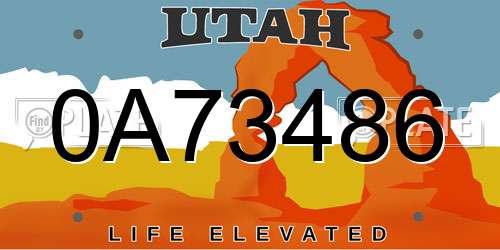 0A73486 Utah License Plate