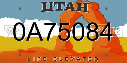 0A75084 Utah License Plate