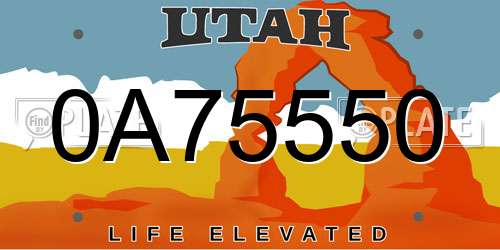 0A75550 Utah License Plate