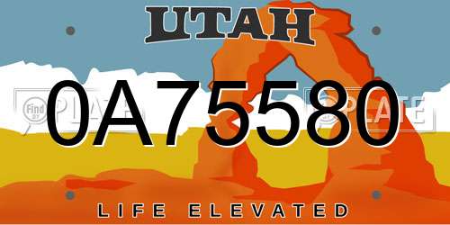 0A75580 Utah License Plate