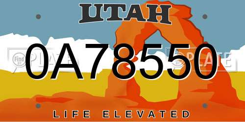 0A78550 Utah License Plate