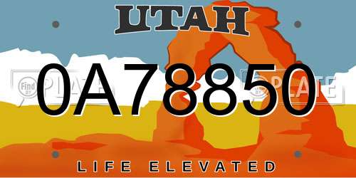 0A78850 Utah License Plate