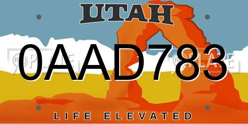 0AAD783 Utah License Plate