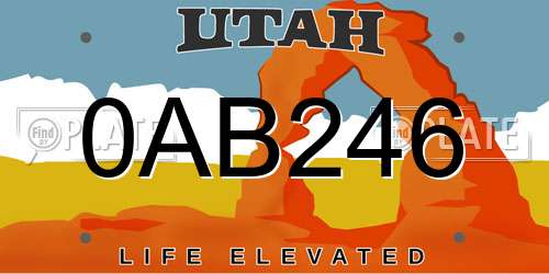 0AB246 Utah License Plate