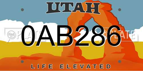 0AB286 Utah License Plate