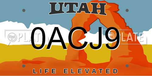 0ACJ9 Utah License Plate