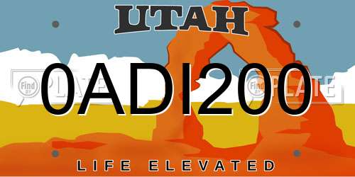 0ADI200 Utah License Plate