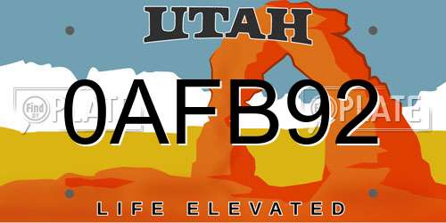 0AFB92 Utah License Plate