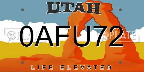 0AFU72 Utah License Plate