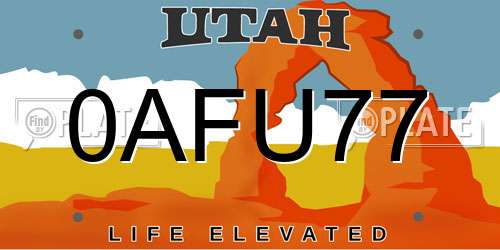 0AFU77 Utah License Plate