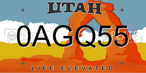 0AGQ55 Utah License Plate