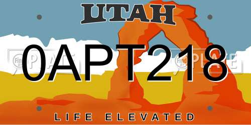 0APT218 Utah License Plate