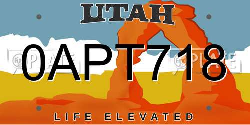 0APT718 Utah License Plate