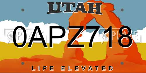 0APZ718 Utah License Plate