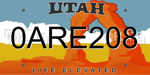 0ARE208 Utah License Plate