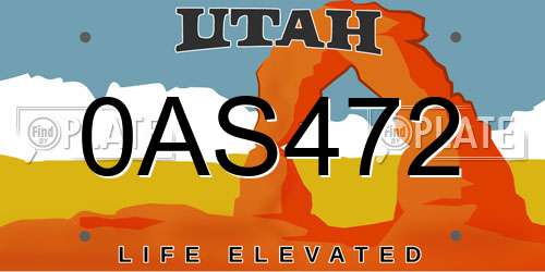 0AS472 Utah License Plate