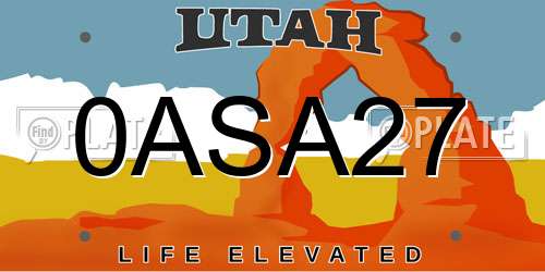 0ASA27 Utah License Plate