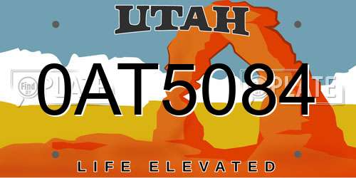 0AT5084 Utah License Plate