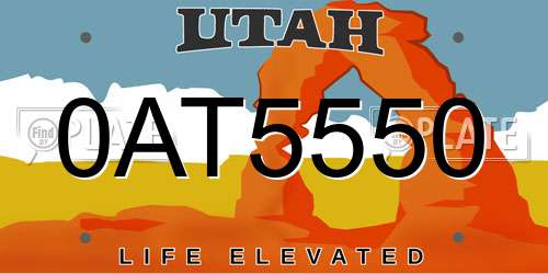 0AT5550 Utah License Plate