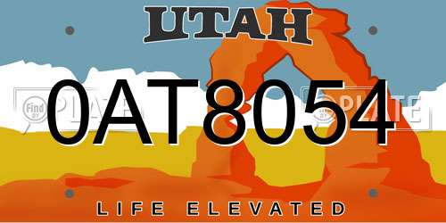 0AT8054 Utah License Plate