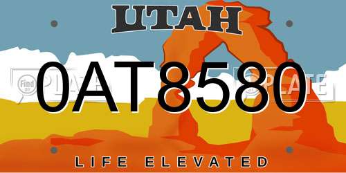 0AT8580 Utah License Plate