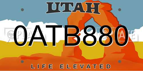 0ATB880 Utah License Plate