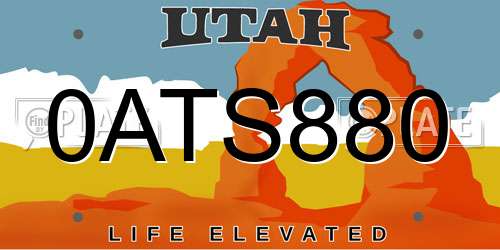 0ATS880 Utah License Plate