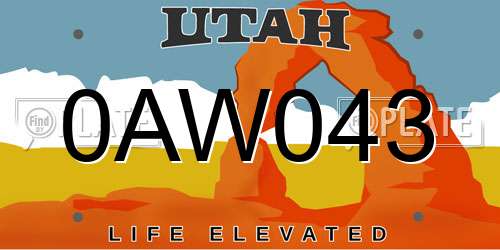 0AW043 Utah License Plate