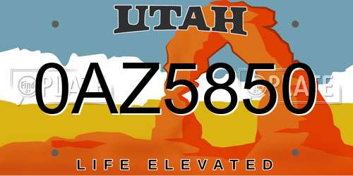0AZ5850 Utah License Plate