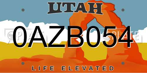 0AZB054 Utah License Plate