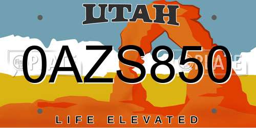 0AZS850 Utah License Plate