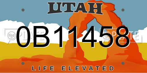 0B11458 Utah License Plate
